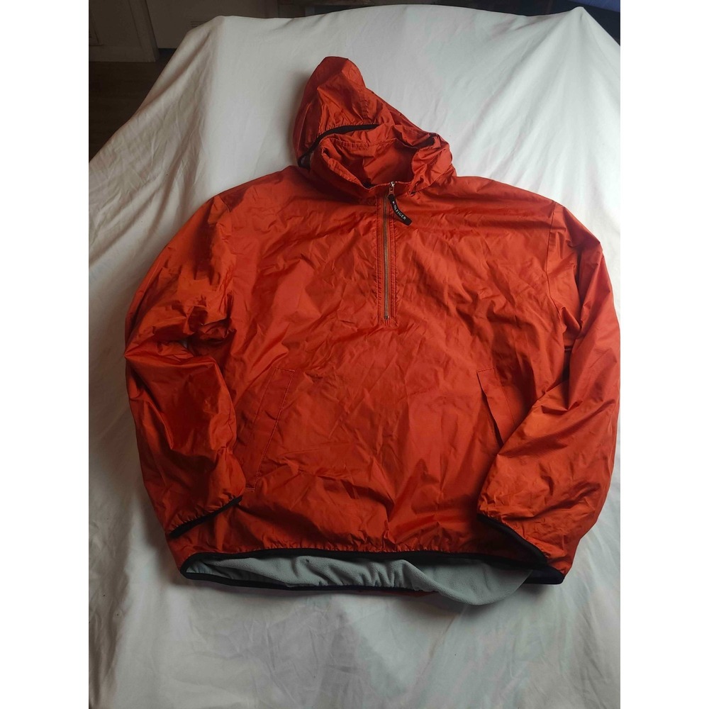 Tommy Hilfiger Jacket Mens Size XL Orange Half Zip Pullover Hooded Fleece Lined